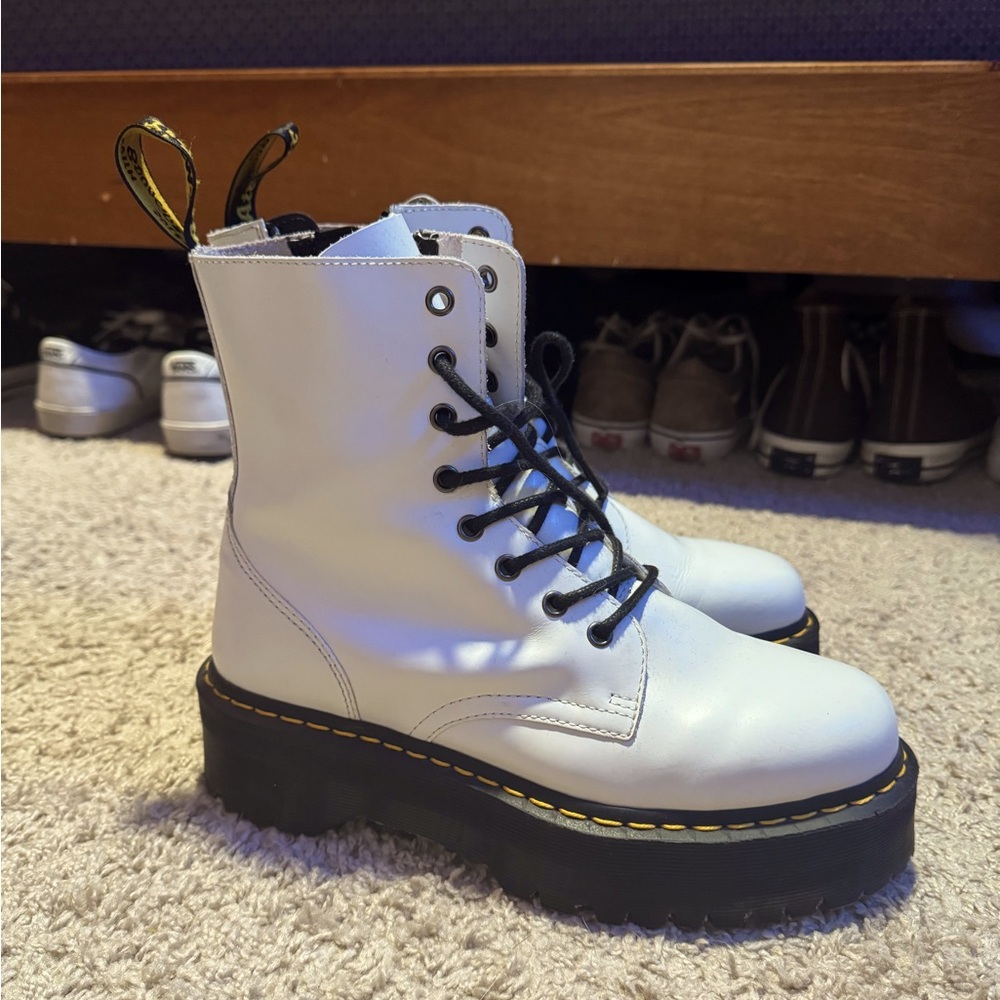 Dr. Martens Jadon Platform White Boots - Picture 1 of 3